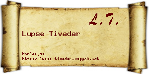 Lupse Tivadar névjegykártya